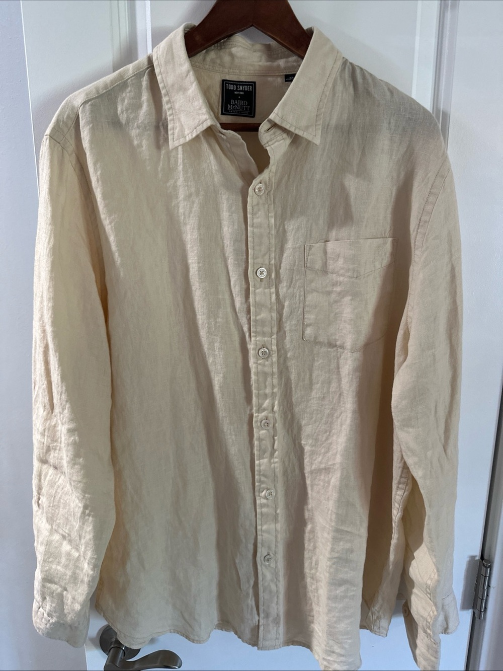 Todd Snyder Baird Mcnutt 100% linen Beige Cream Linen Button-Down Shirt